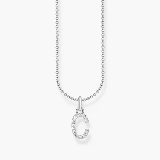 Silver necklace with letter pendant C and white zirconia | THOMAS SABO
