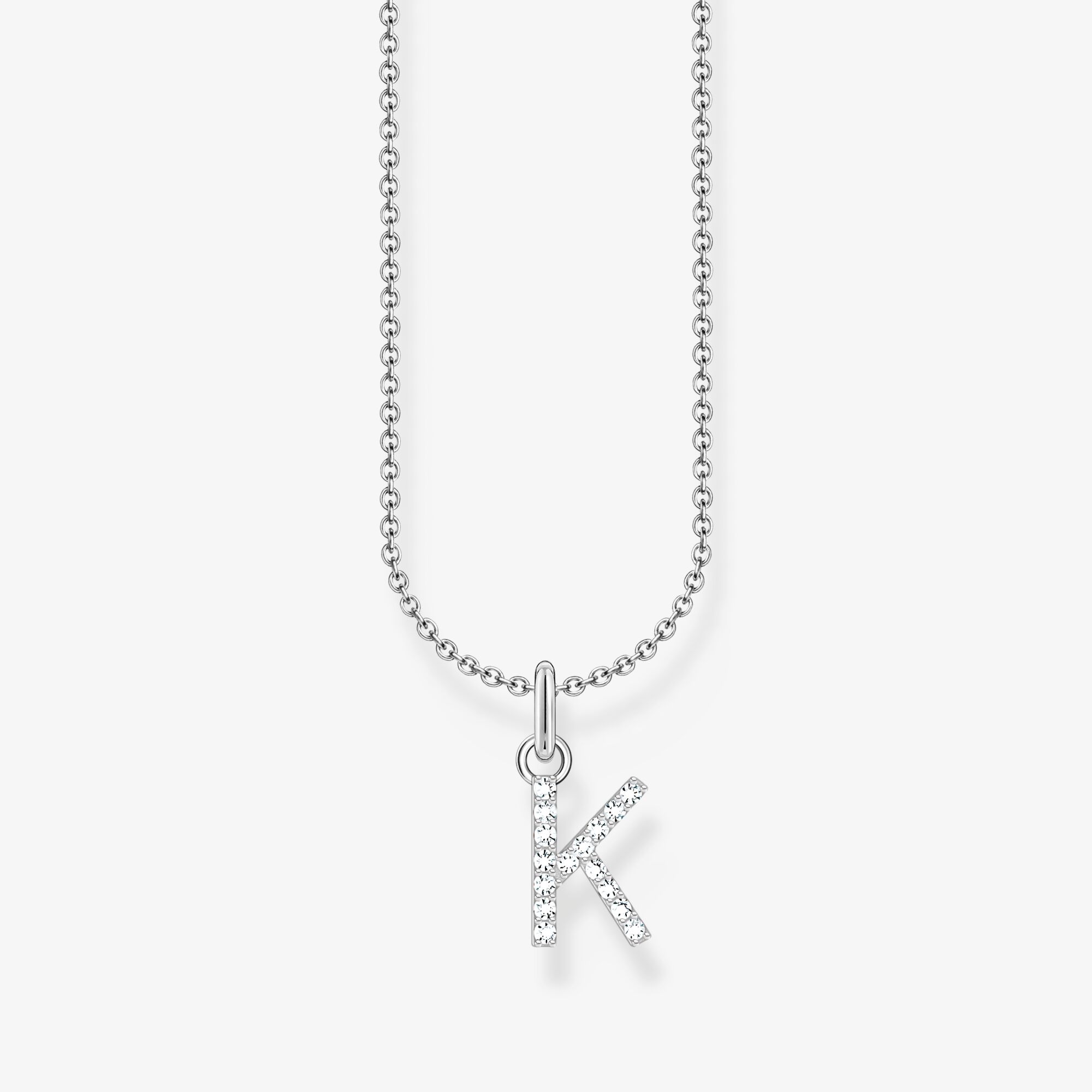 THOMAS SABO Kette mit Buchstaben-Anhänger K Silber, Sterlingsilber, Größe: 45 cm, Damen