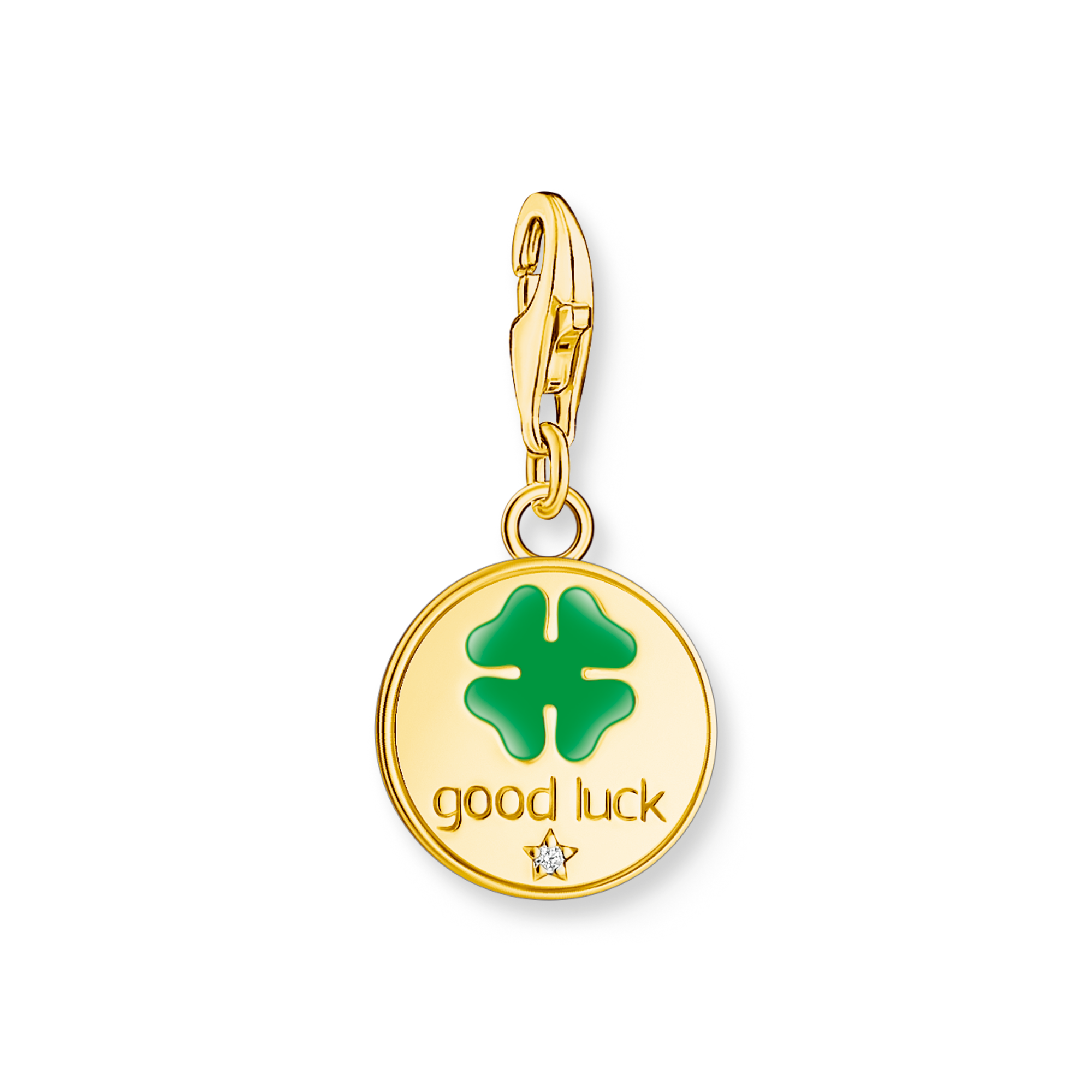 Thomas Sabo Charm-Anhänger Medaille mit Gravuren und Steinen vergoldet mehrfarbig 2179-974-7