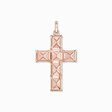 Pendentif croix avec grandes pierres roses avec &eacute;toile plaqu&eacute; or rose de la collection  dans la boutique en ligne de THOMAS SABO