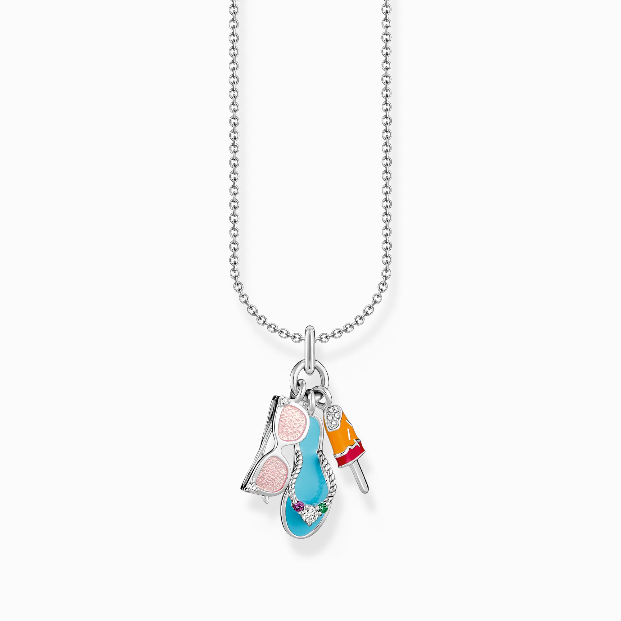 Silver necklace with triple pendant with cold enamel from the Charming Collection collection in the THOMAS SABO online store
