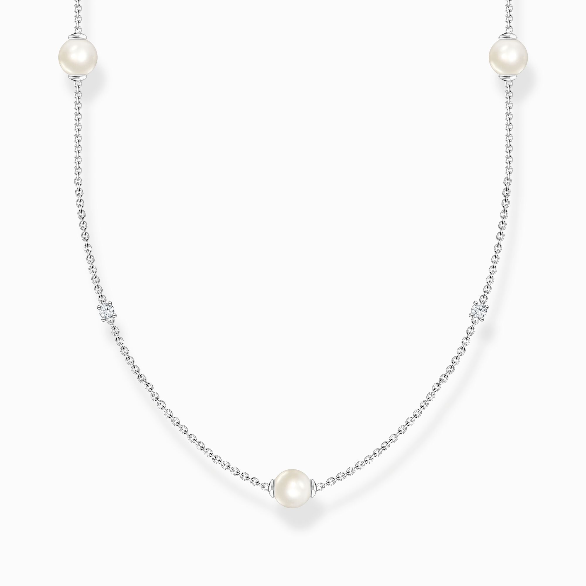 Kette Perlen mit wei&szlig;en Steinen silber aus der Charming Collection Kollektion im Online Shop von THOMAS SABO