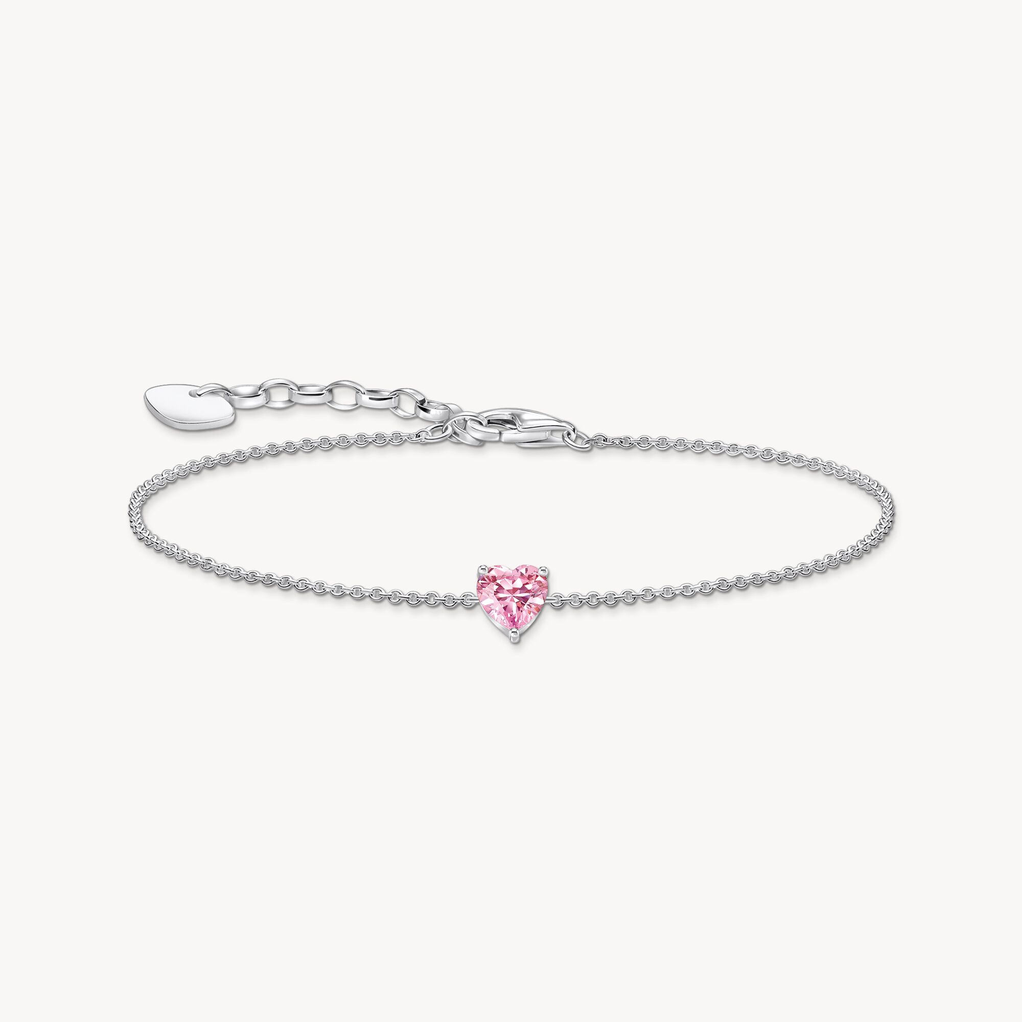 Silver bracelet with pink heart-shaped pendant THOMAS SABO