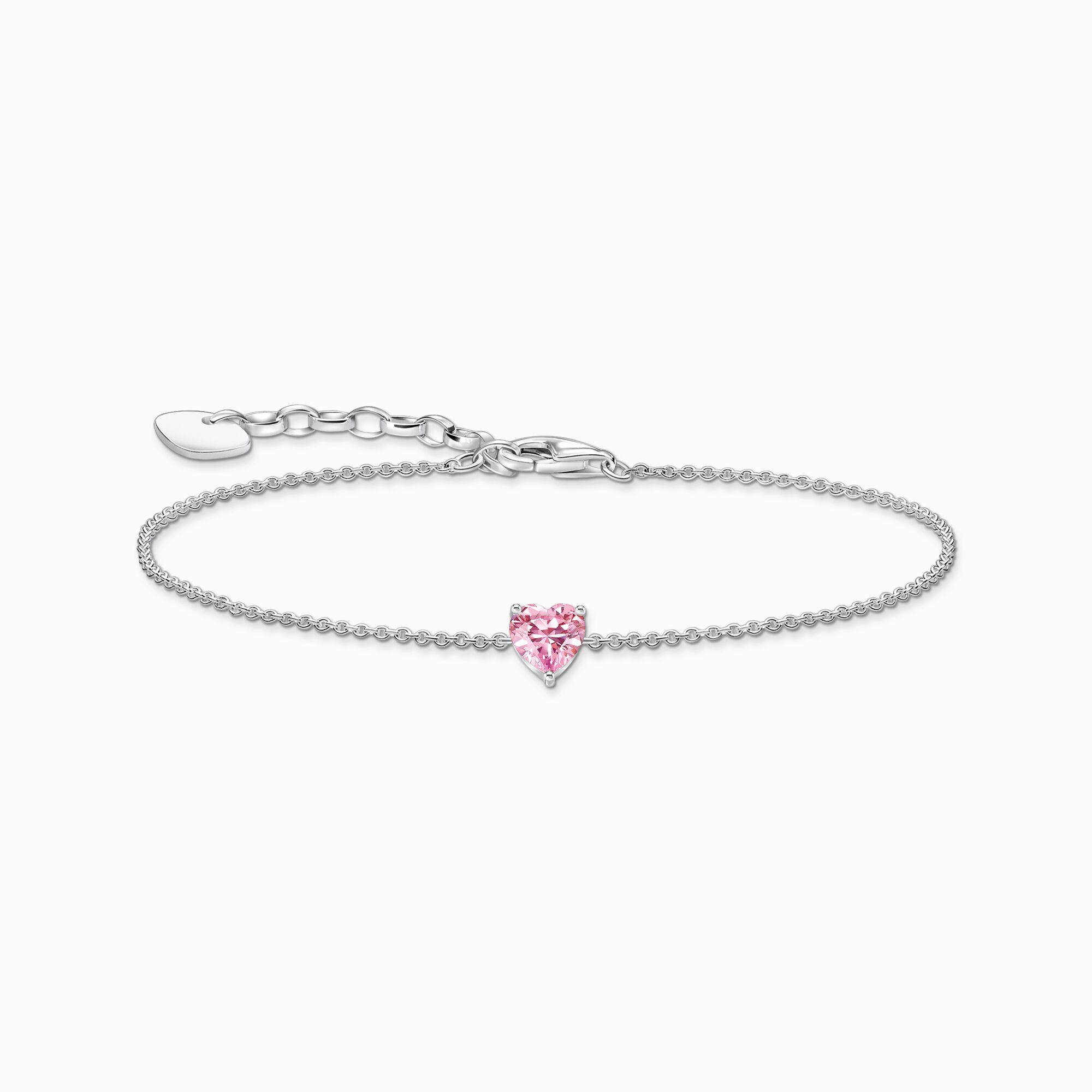 Silver bracelet with pink heart-shaped pendant from the  collection in the THOMAS SABO online store