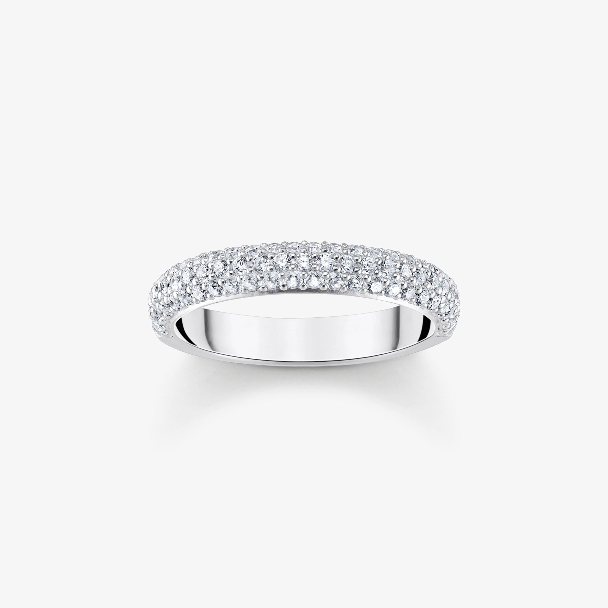 THOMAS SABO Silverbandsring med vit zirkonia och gravyr, 925 sterlingsilver, Storlek: 56, för damer