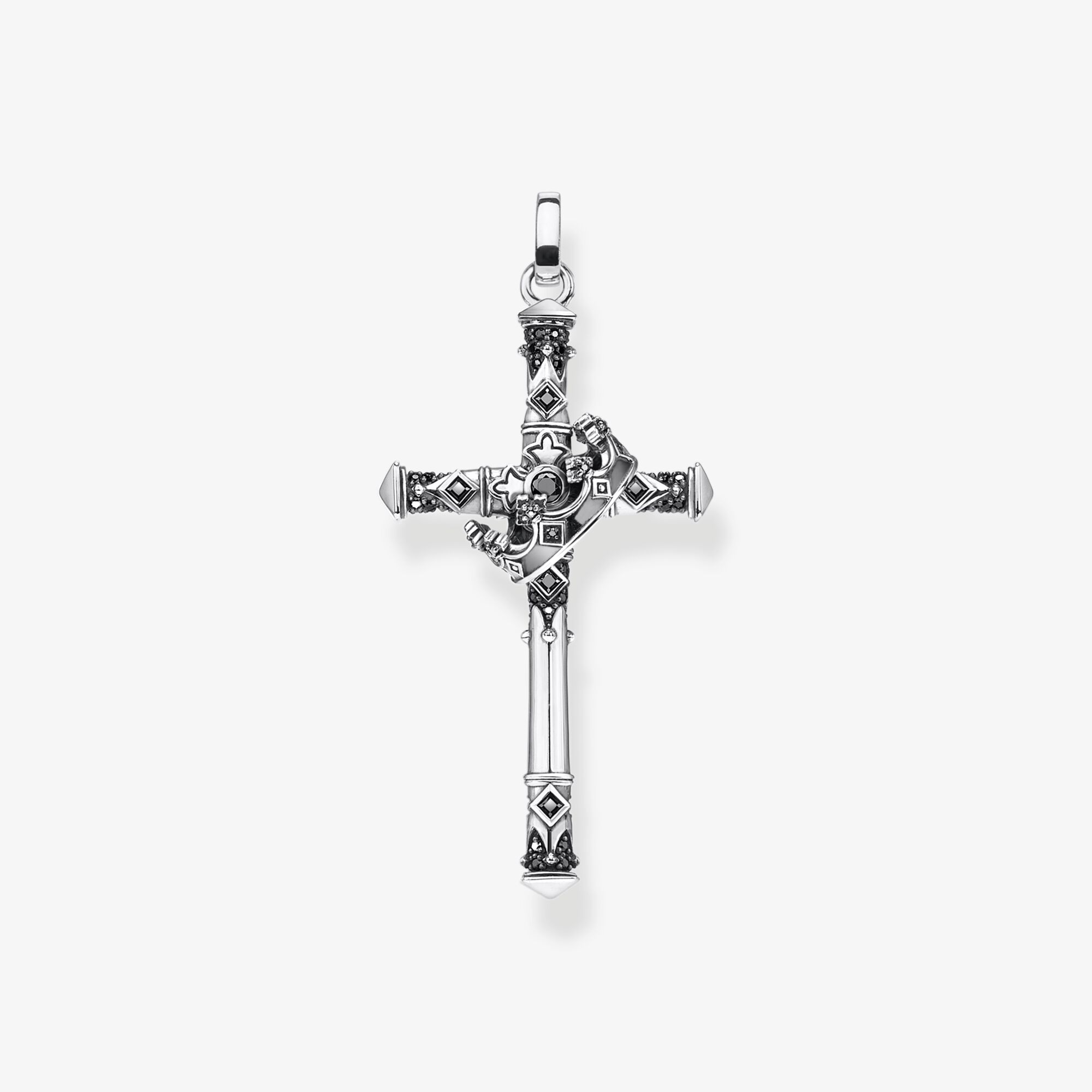 THOMAS SABO Pendentif croix et couronne, Argent sterling, Taille: one size, Unisex