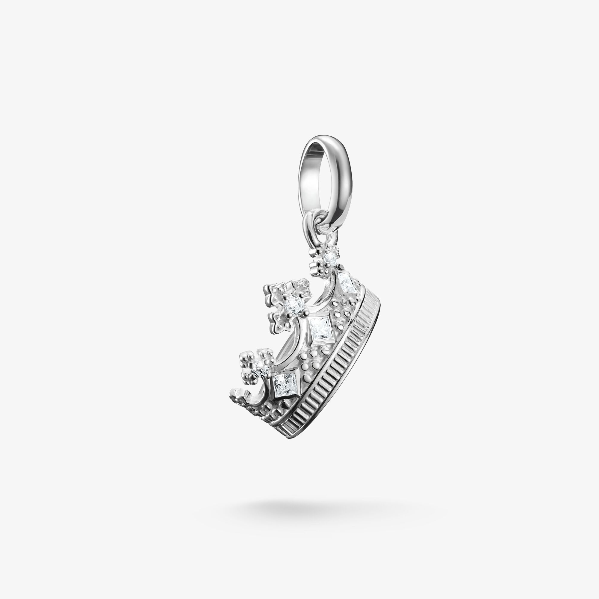 THOMAS SABO Pendentif Charm couronne avec pierres blanches Connect argent, Argent sterling, Taille: one size, femme