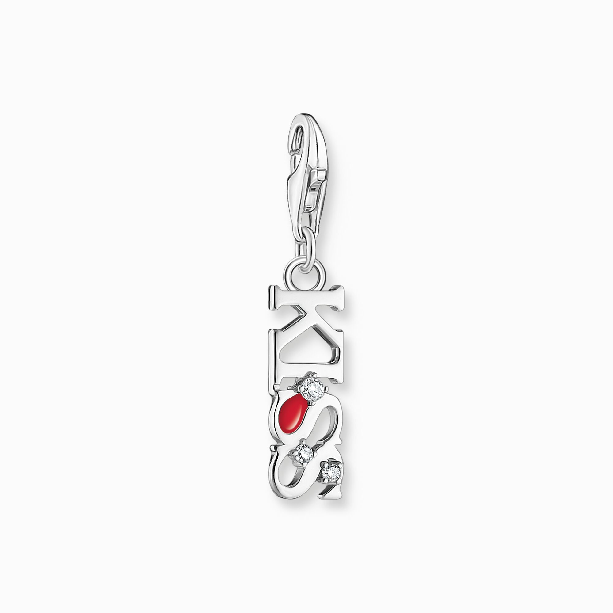 Silver charm pendant KISS with white zirconia from the Charm Club collection in the THOMAS SABO online store