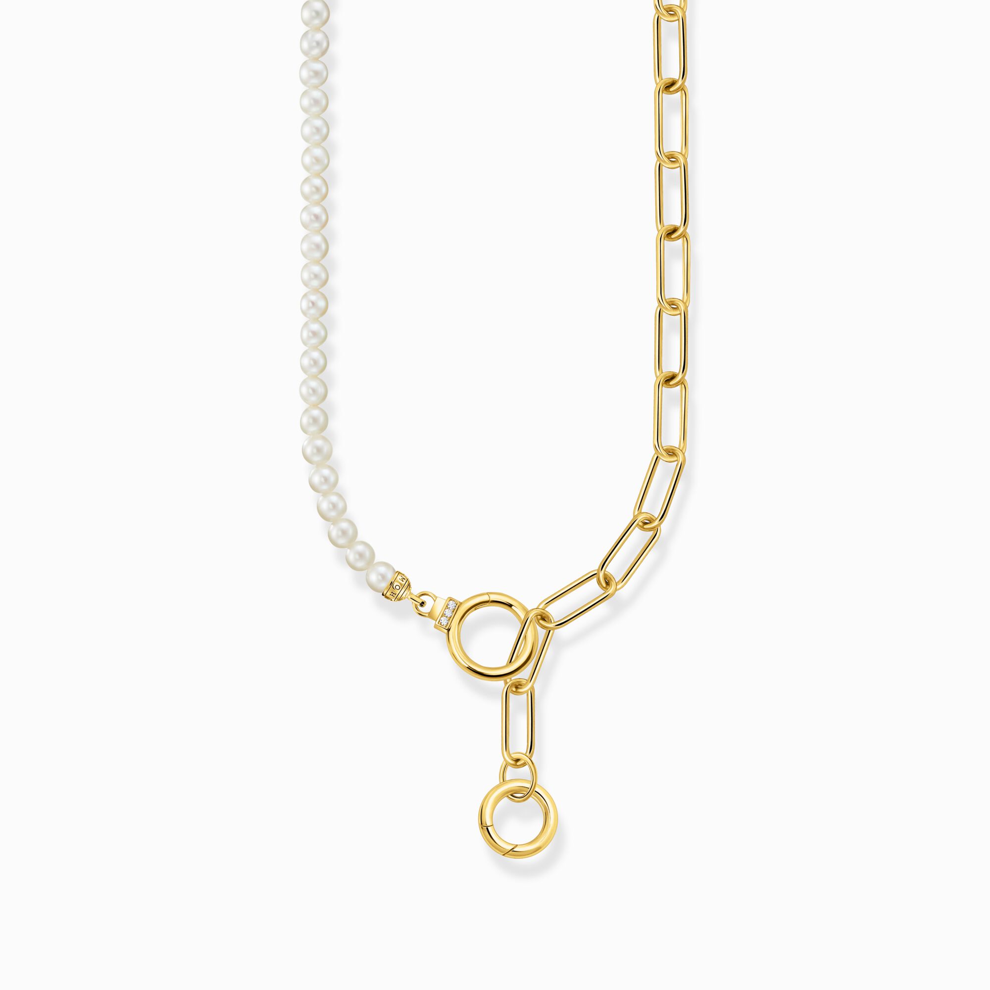 Yellow-gold plated necklace with freshwater pearls and zirconia from the  collection in the THOMAS SABO online store