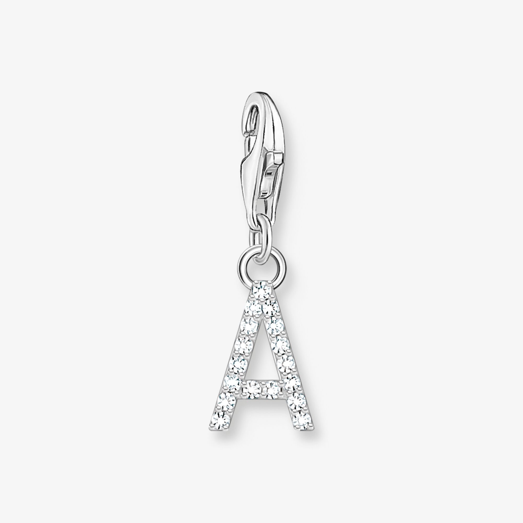 THOMAS SABO Charm-hängsmycke bokstaven A med vita stenar silver, 925 sterlingsilver, Storlek: one size, för damer