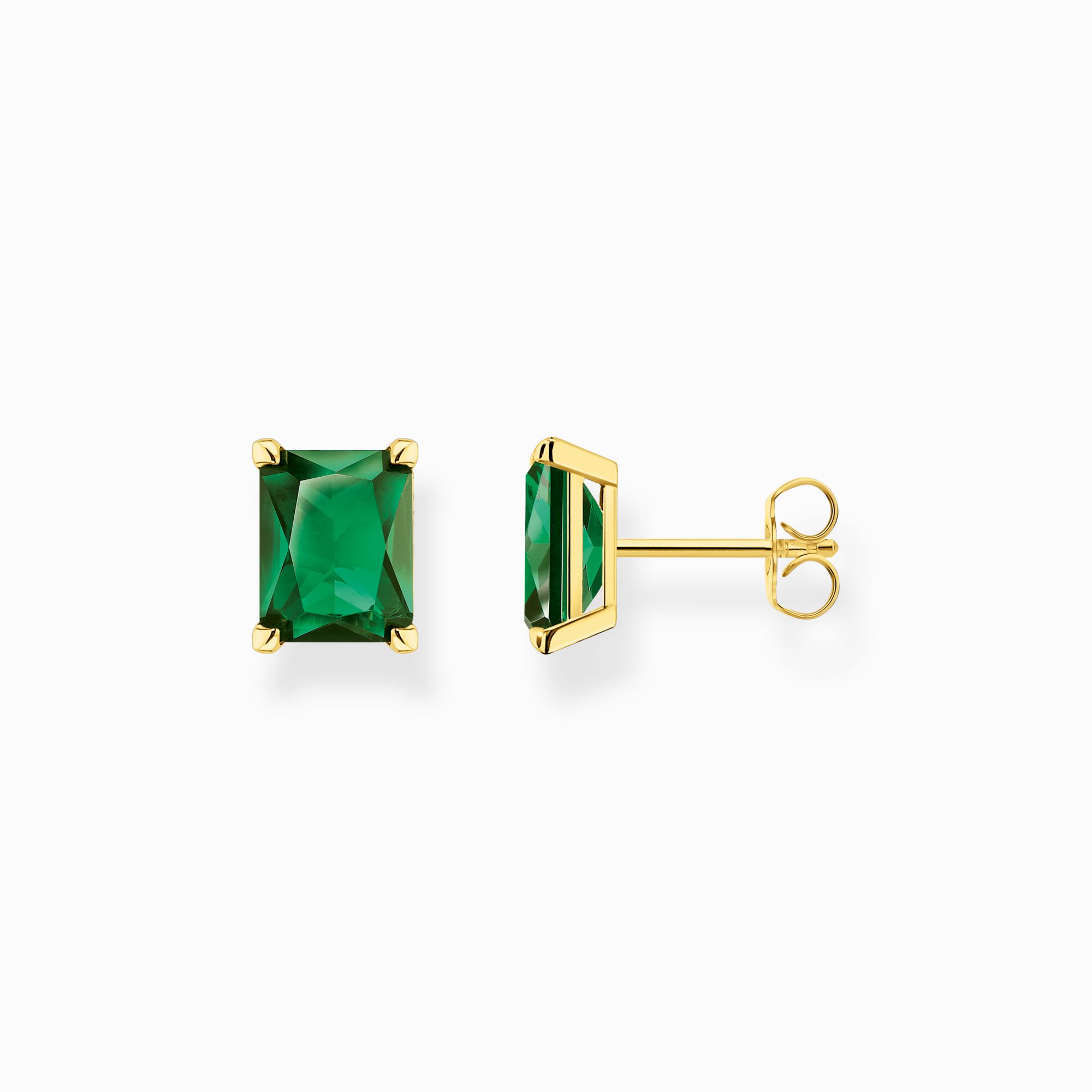 Ear studs with green stone gold plated from the  collection in the THOMAS SABO online store