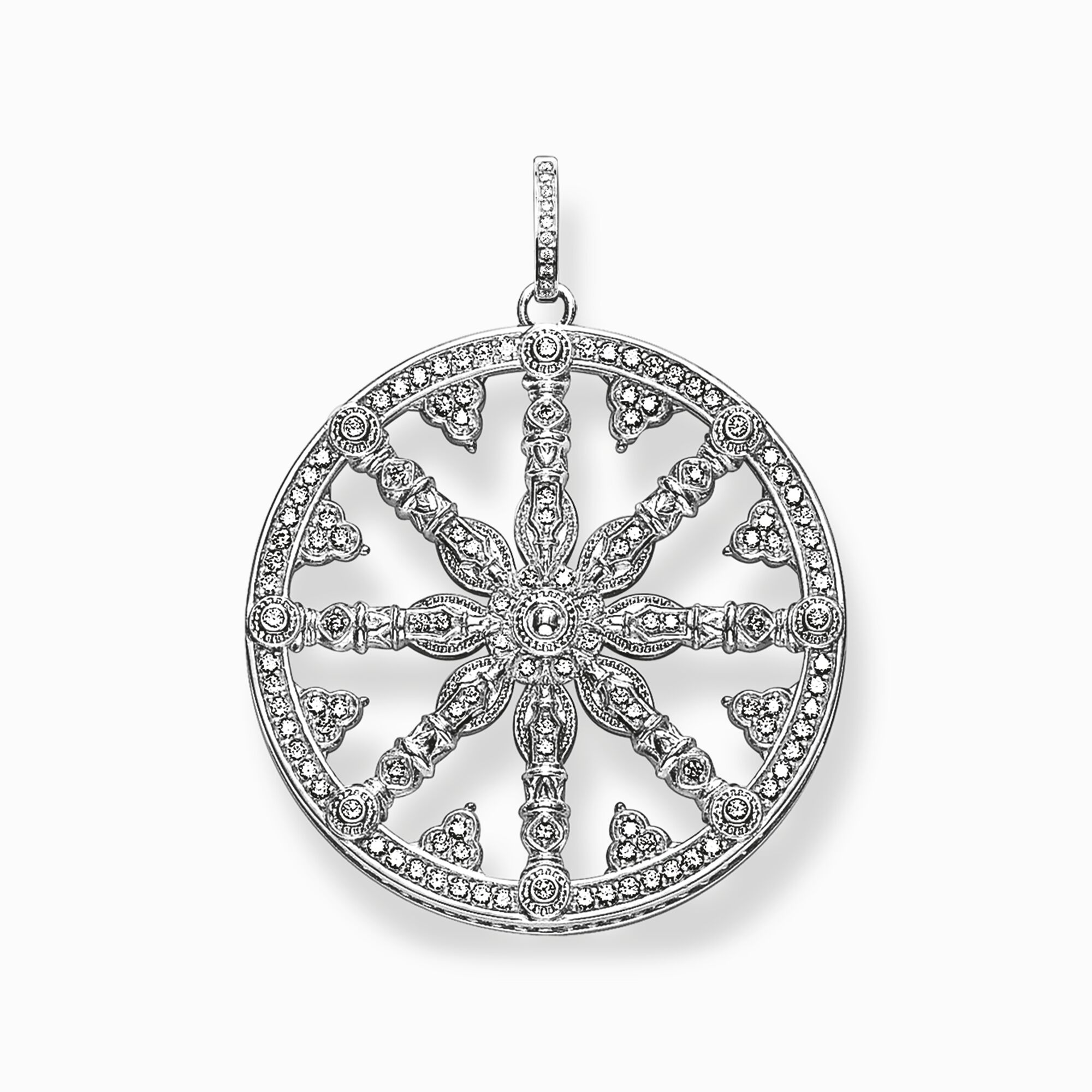 Colgante Karma Wheel blanca con diamante de la colección  en la tienda online de THOMAS SABO
