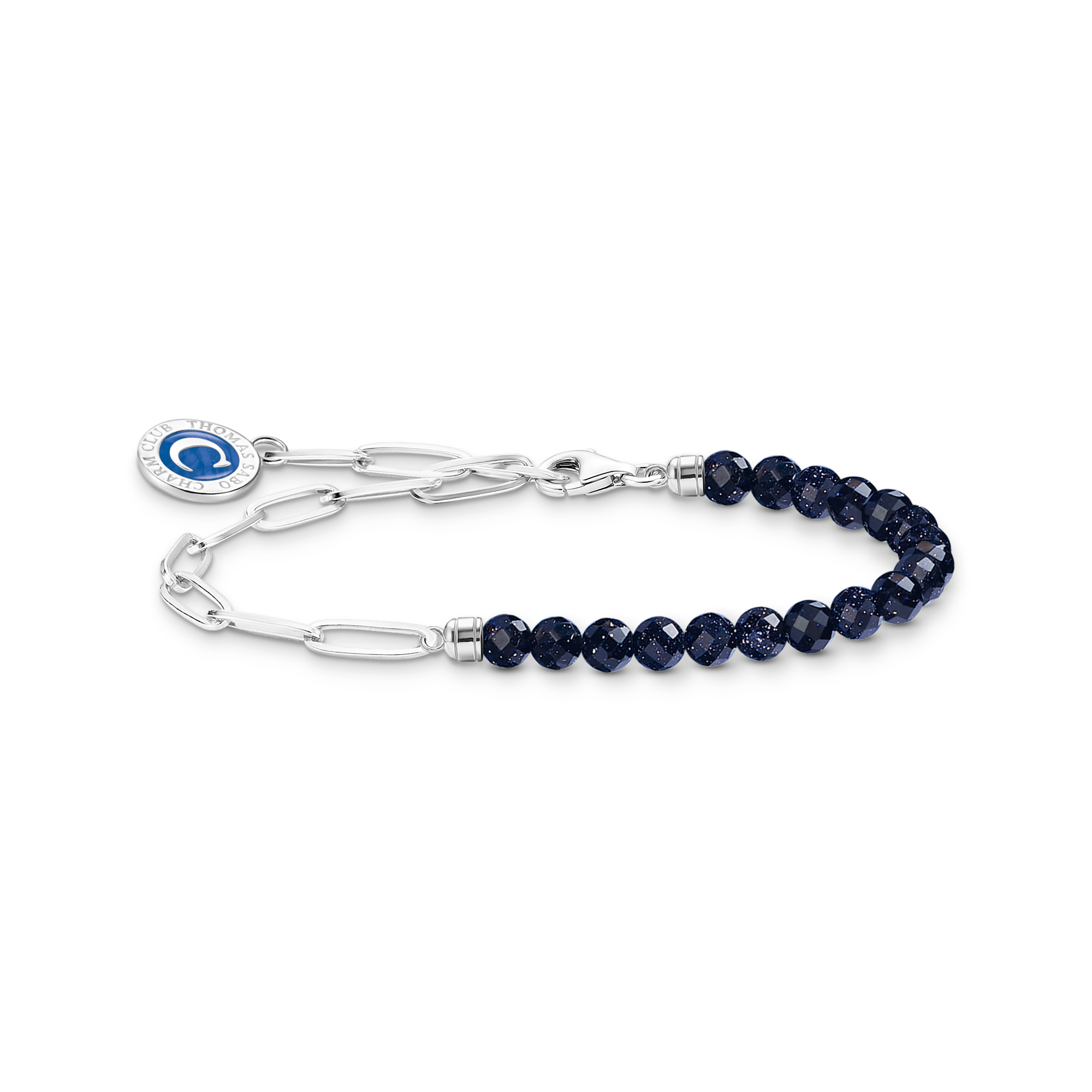 Thomas Sabo Charm-Armband mit dunkelblauen Beads und Coin Silber dunkelblau A2129-007-32-L15V