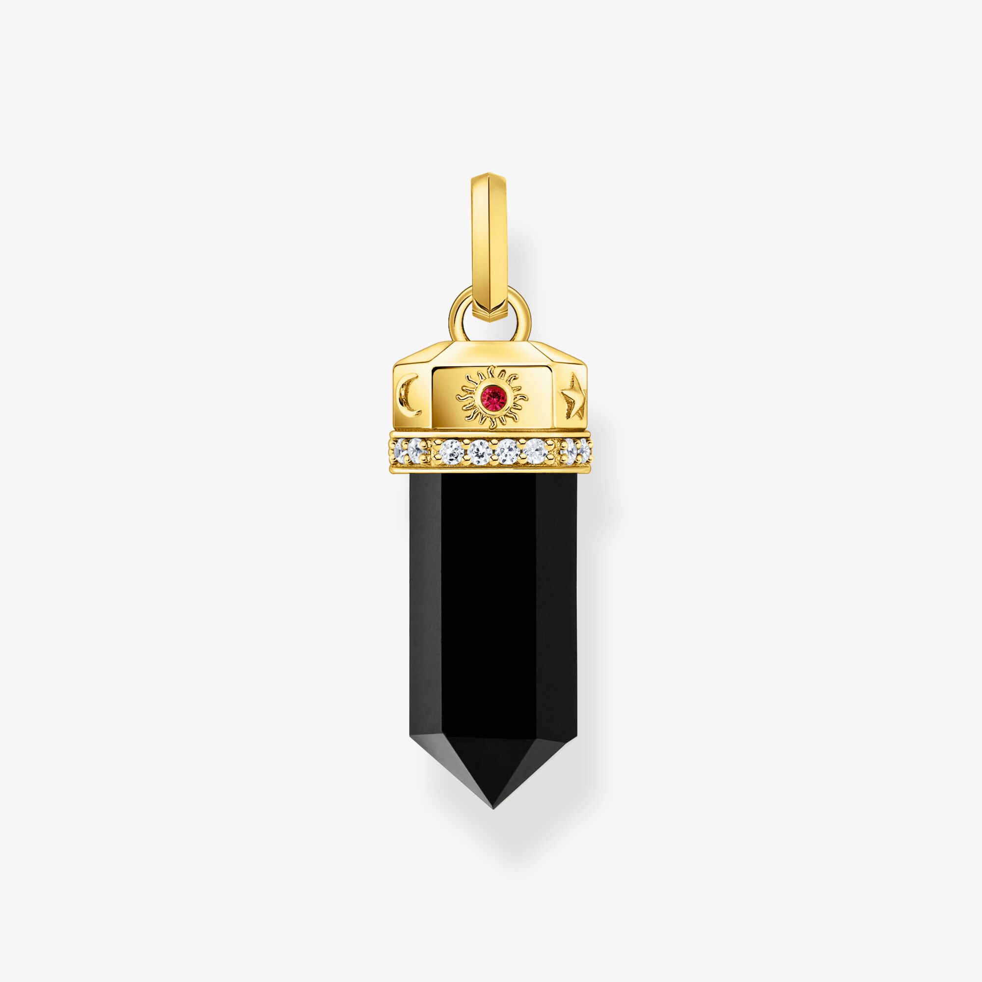 THOMAS SABO Pendentif hexagone onyx plaqué or, Argent sterling doré or jaune, Taille: one size, femme