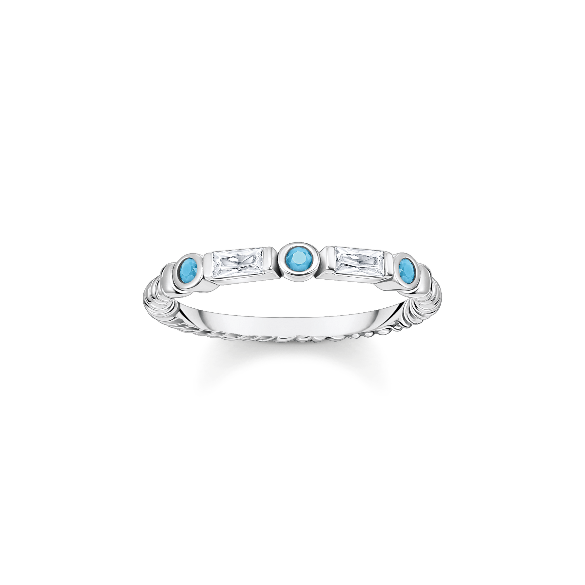 Thomas Sabo Bandring Kordel mit türkisen und weißen Steinen Silber türkis TR2426-347-17-50