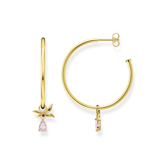 Hoop earrings flower gold with pink stone from the  collection in the THOMAS SABO online store