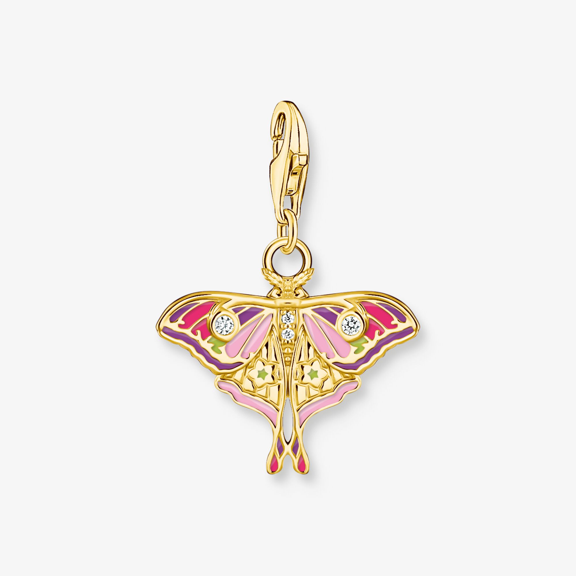 THOMAS SABO Pendentif pendentif papillon de nuit coloré doré, Argent sterling doré or jaune, Taille: one size, femme