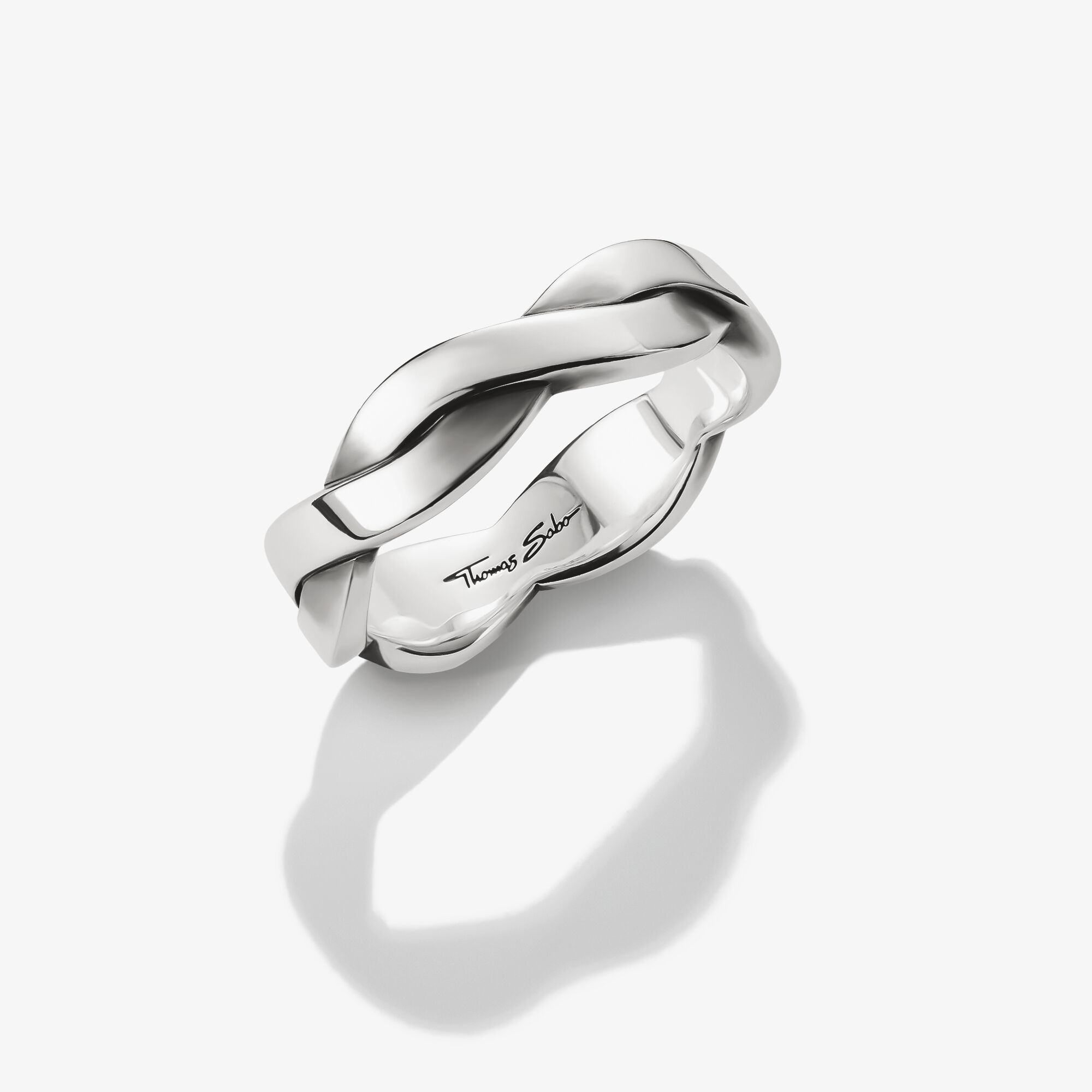 THOMAS SABO Ring band flätad smal svärtat silver, 925 sterlingsilver, svärtat, Storlek: 62, Unisex