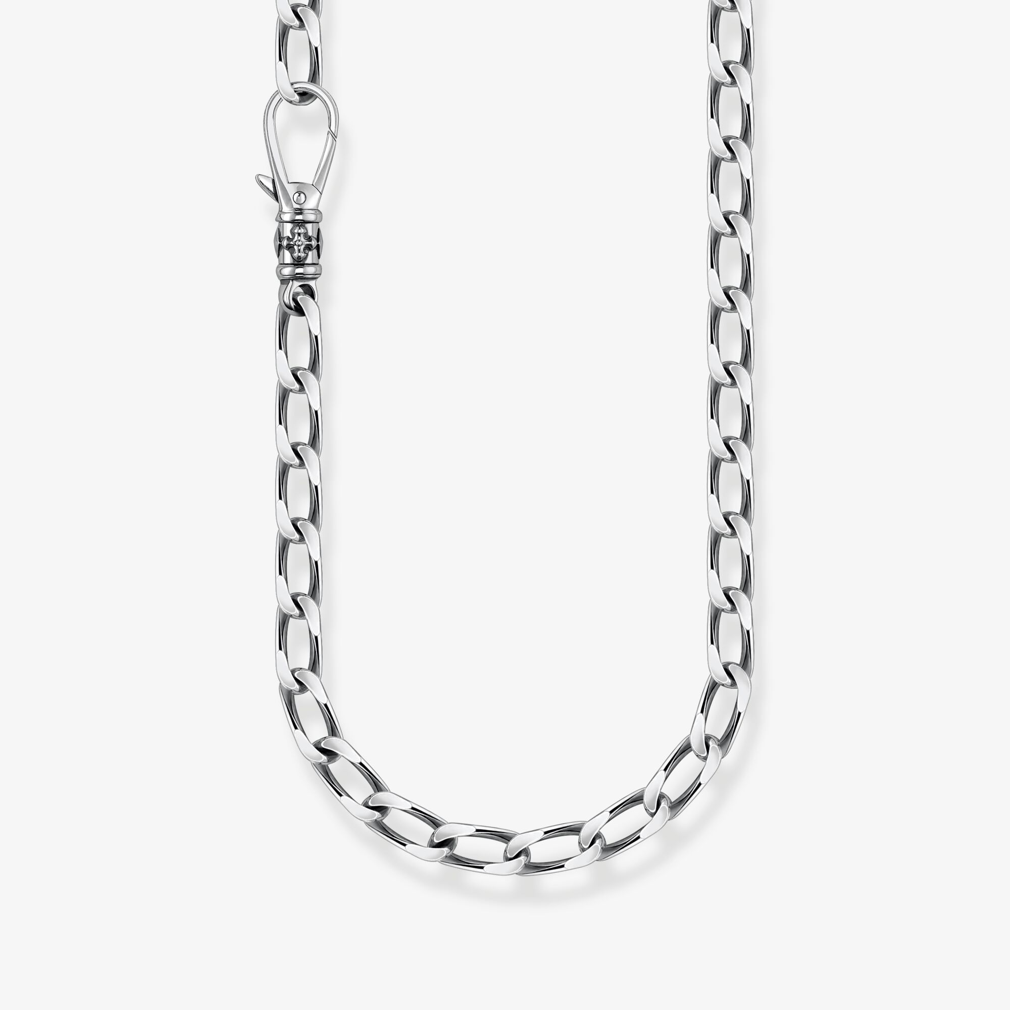 THOMAS SABO Kette Glieder Kreuz silber Stärke 5 mm, Sterlingsilber geschwärzt, Größe: L55, Unisex