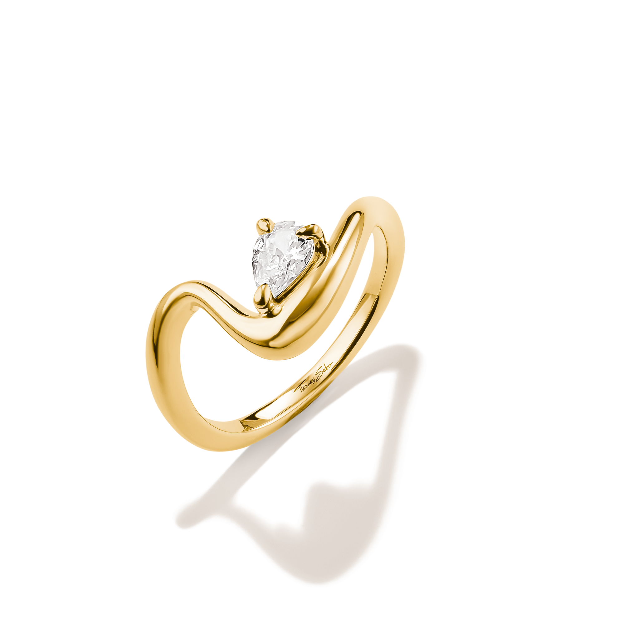 Ring mit weißem Zirkonia in Tropfenform