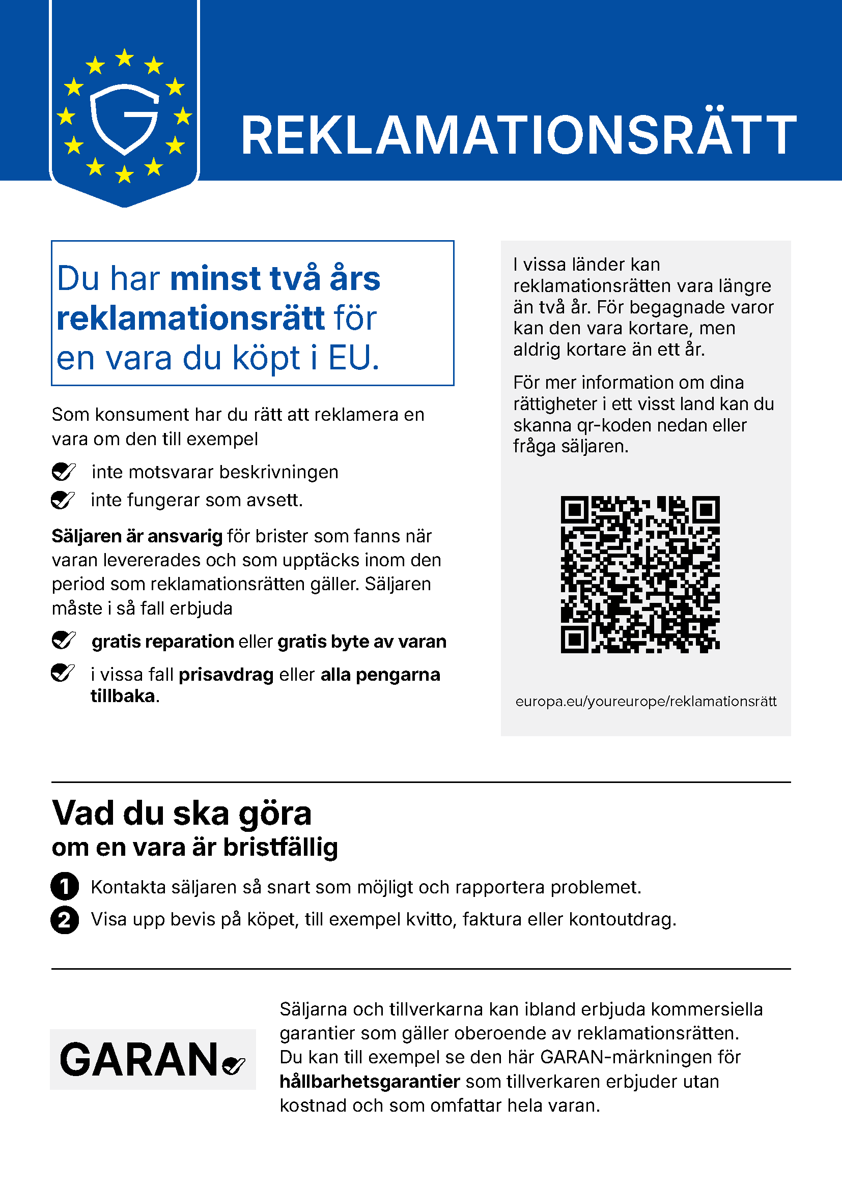 Dina lagstadgade garantir&auml;ttigheter