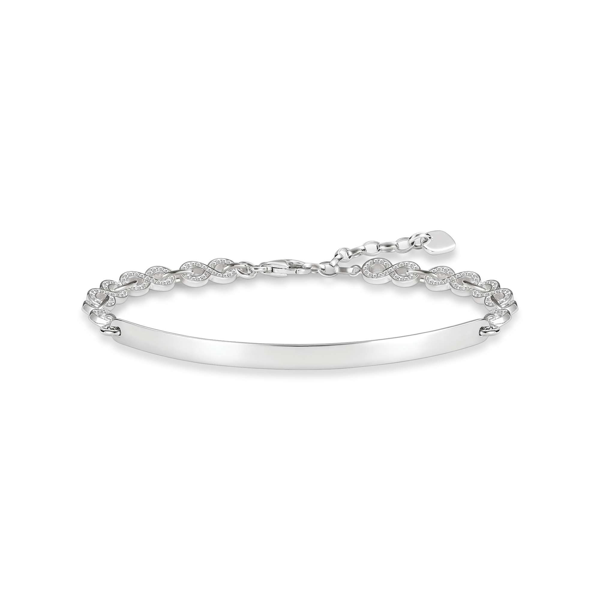 Dieses Schmuckstück sagt mehr als tausend Worte! Das THOMAS SABO Sparkling Love Bridge Armband aus 925er Sterlingsilber zeigt wahre Gefühle, verpackt in einem stilvollen Design: Besetzt mit weißem Zirkonia, flankieren Infinity-Zeichen die filigrane Brücke. Sie schaffen eine romantische Optik, die sich ideal mit bestehenden THOMAS SABO Styles kombinieren lässt. - 0