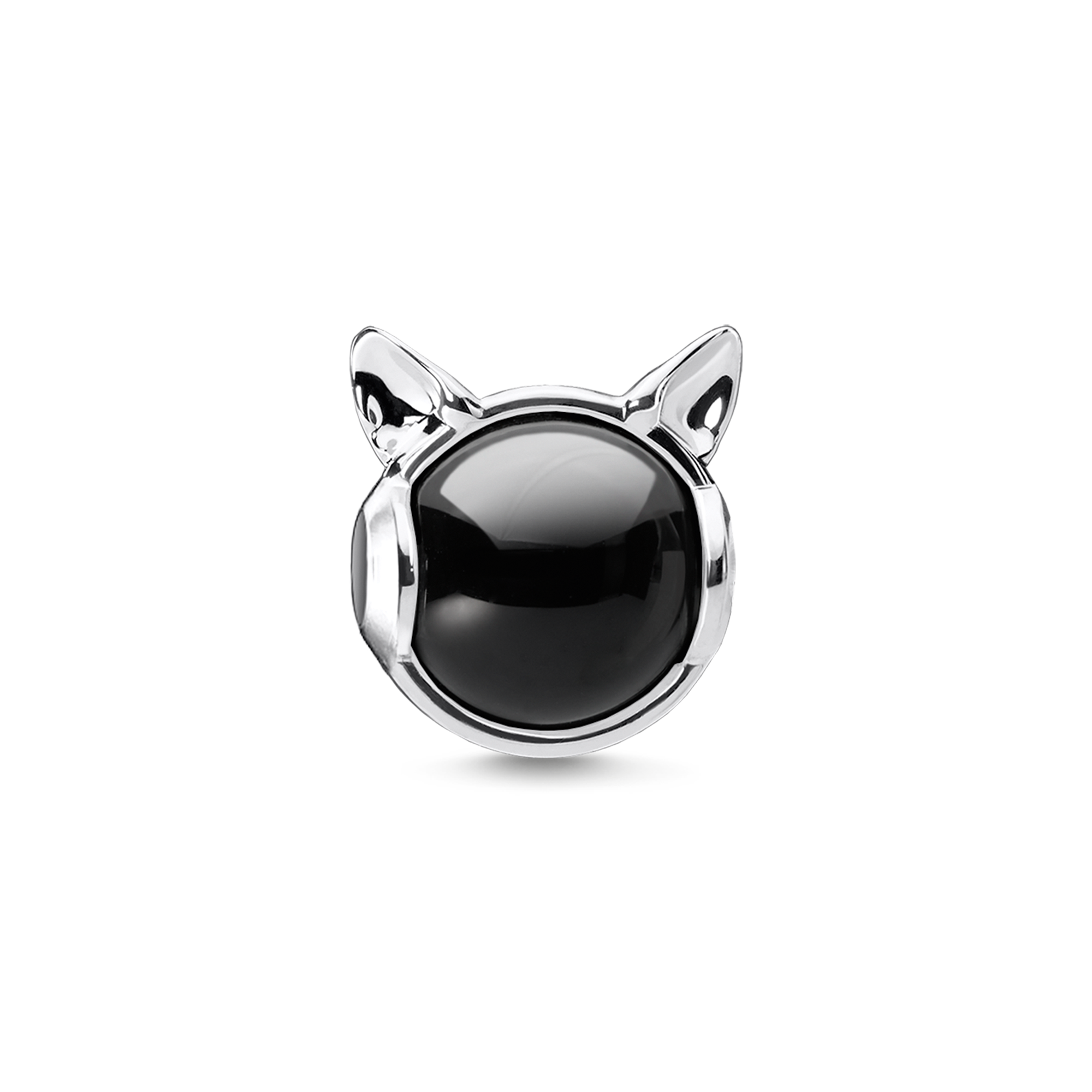 - Katzenöhrchen-Bead mit Onyx - Symbol des siebten Sinns - Von Hand gearbeitet Katzenöhrchen zieren eine handgeschliffene Onyx-Kugel und inspirieren mit der intuitiven Magie des Krafttiers. - 0