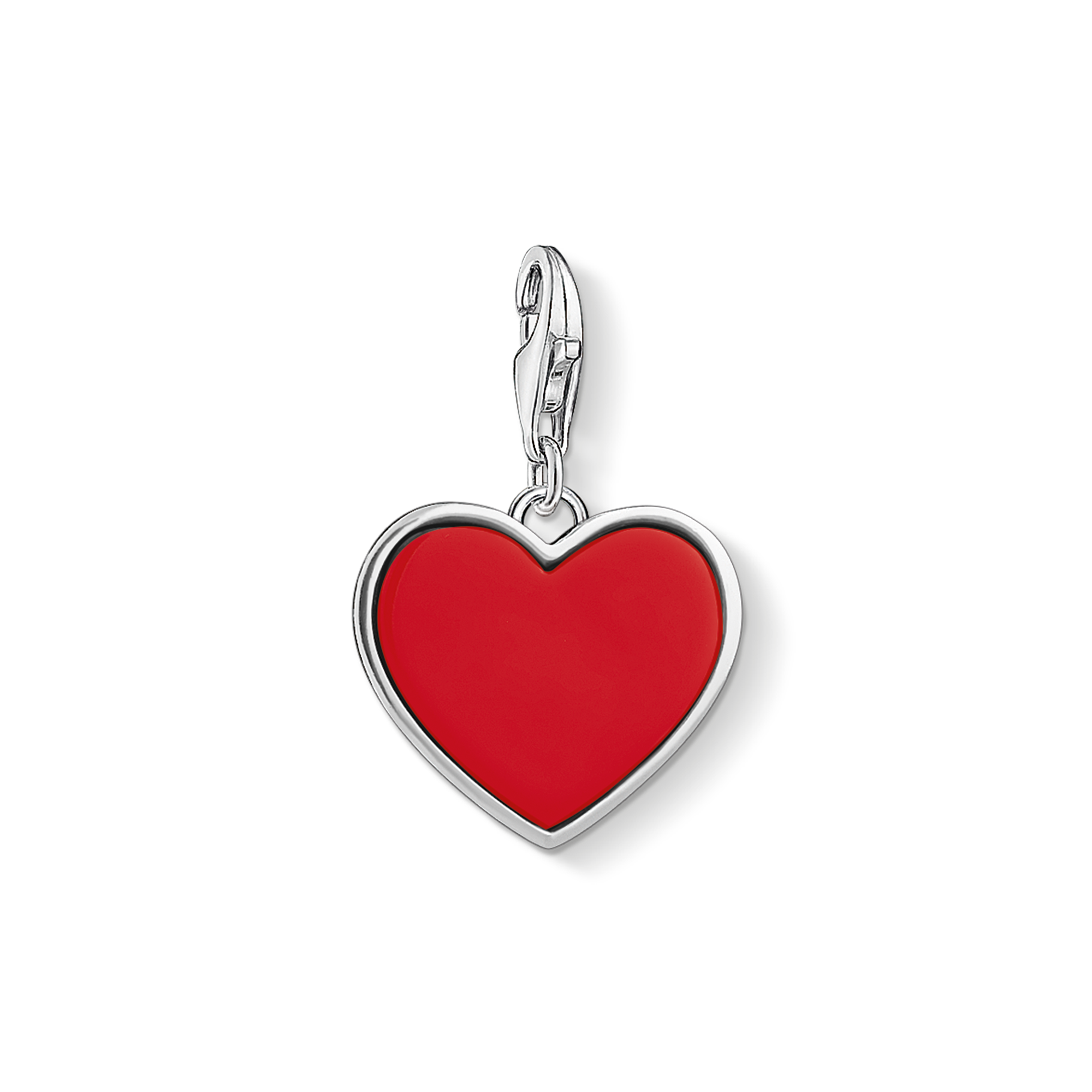 Charm-Anhänger „Rotes Herz“ Romantischer Liebesbeweis Tiefe Verbundenheit Große Gefühle Für immer verbunden: Der Charm in Herzform mit imitierter roter Koralle repräsentiert die ewige Liebe. Auf der Rückseite des Herz-Coins steht eingraviert der Liebesspruch „Love is because... of you“. - 0