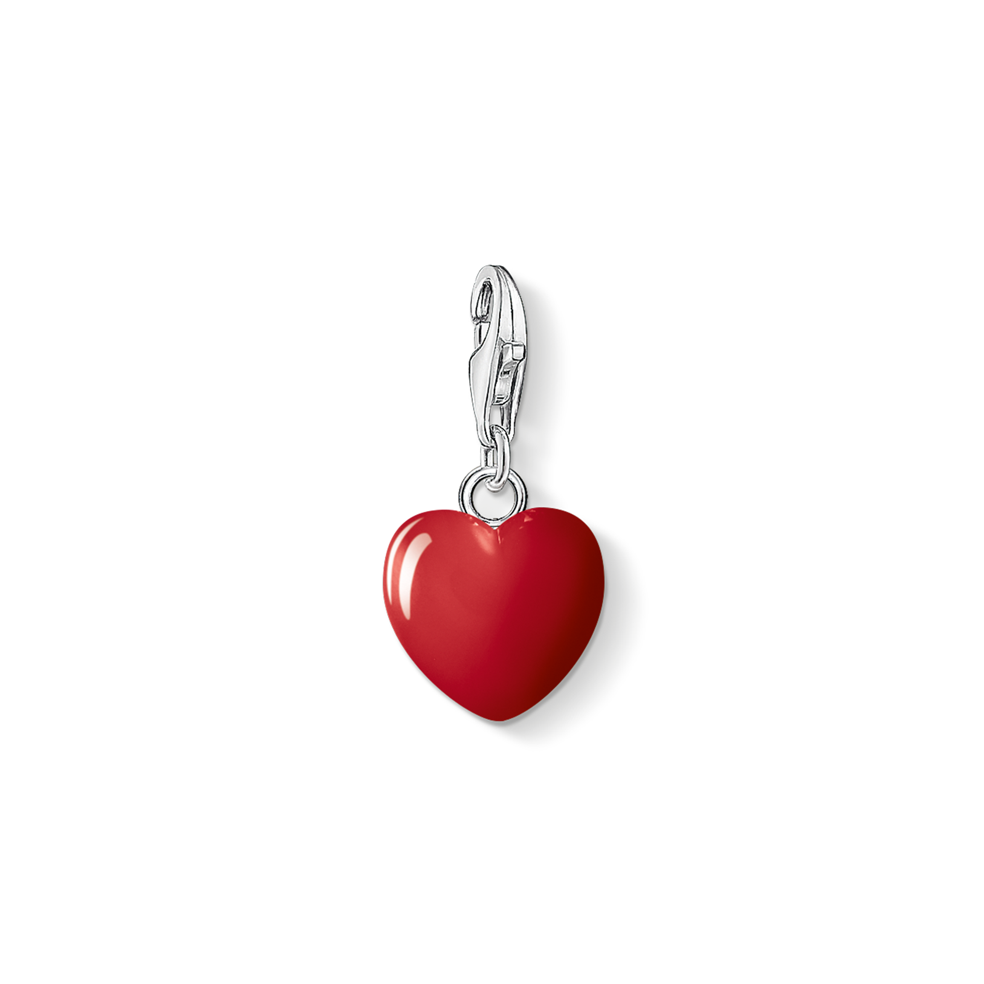 Anhänger „Herz“, als dreidimensionales Herz, rot emailliert, in 925er Sterlingsilber. (Größe: 1,0 cm) - 0