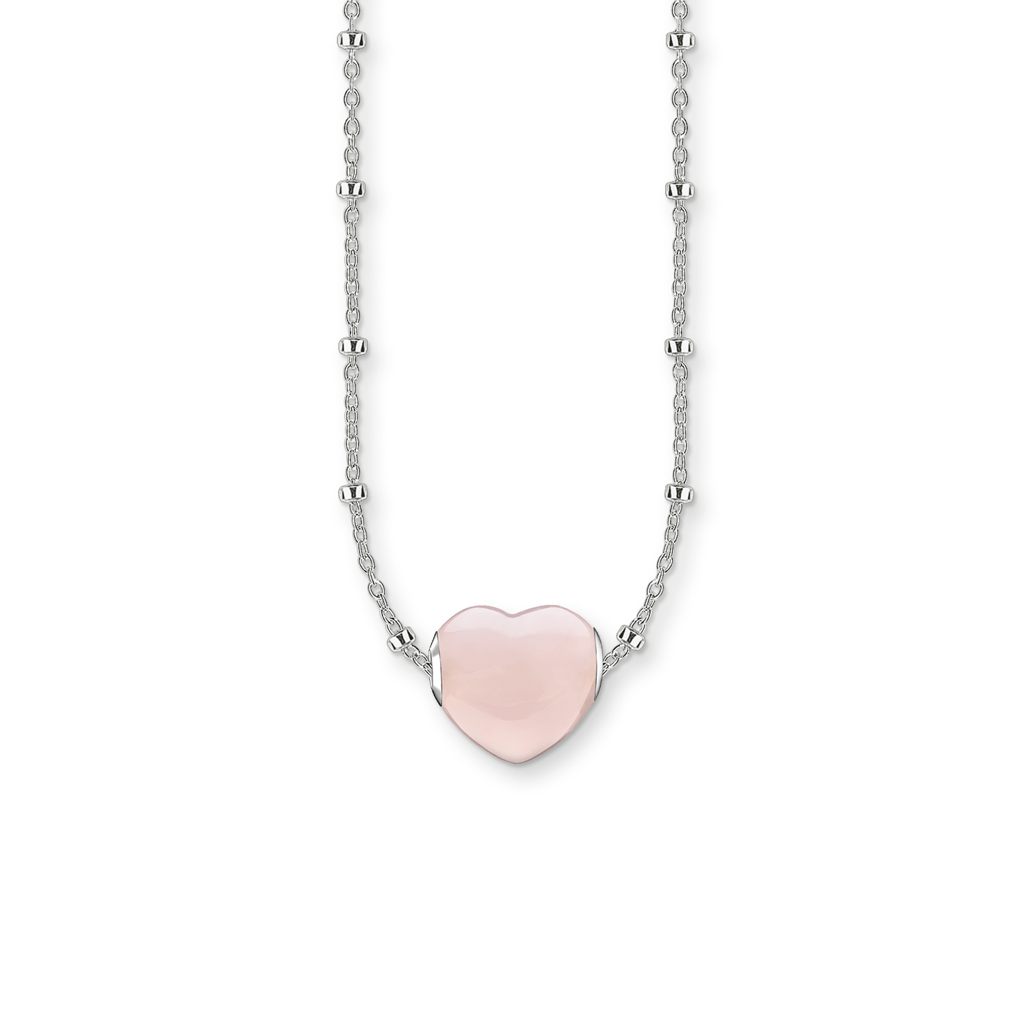 Der Herz-Bead aus feinem, in Herzform geschliffenem Rosenquarz, kombiniert an der raffinierten THOMAS SABO 925er Sterlingsilber Kette, ist ein zeitloses Liebessymbol, das Glück und Erfüllung verleiht. - 0